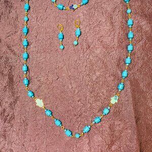 Evil Eye One-of-a-Kind Enamel Charm & Magnesite Necklace/Bracelet/Earring Set